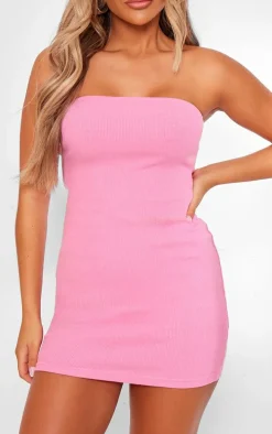 Lemon & Bright Pink 2 Pack Rib Bandeau Bodycon Dress