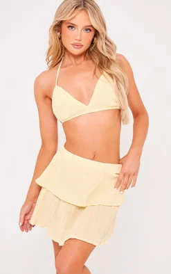Lemon Crinkle Texture Strappy Bralette