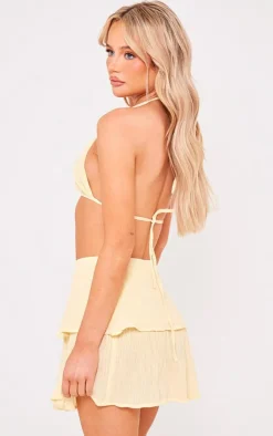 Lemon Crinkle Texture Strappy Bralette