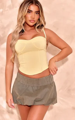 Lemon Curved Hem Bengaline Corset