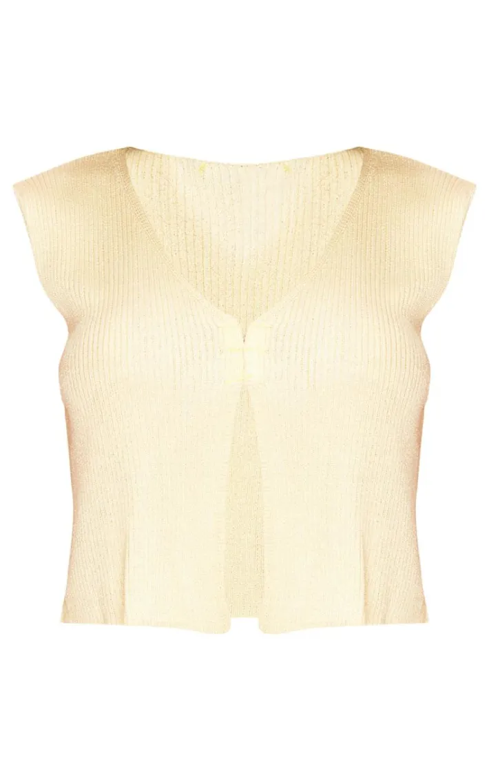 Lemon Filigree Knit Hook And Eye Vest