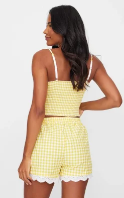 Lemon Gingham Check Corset Pj Set