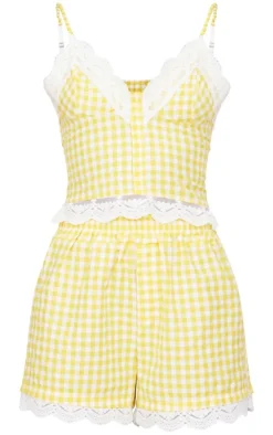 Lemon Gingham Check Corset Pj Set