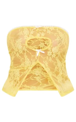 Lemon Lace Cut Out Front Split Hem Bandeau