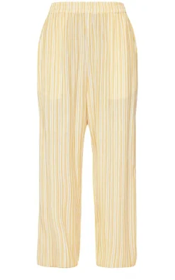 Lemon Pinstripe Linen Look Elasticated Waist Pants