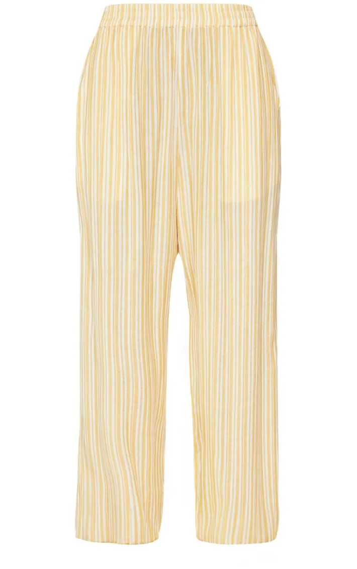 Lemon Pinstripe Linen Look Elasticated Waist Pants