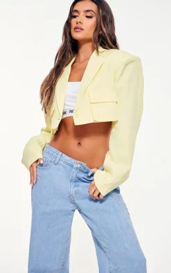 Lemon Pocket Detail Super Cropped Blazer