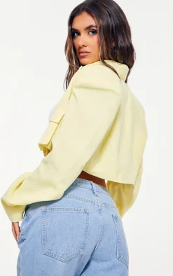 Lemon Pocket Detail Super Cropped Blazer