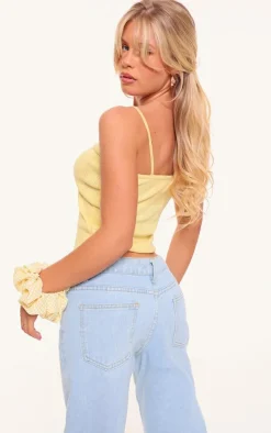 Lemon Pointelle Bow Detail Cami Top