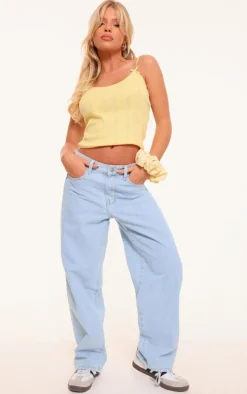 Lemon Pointelle Bow Detail Cami Top