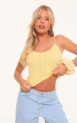 Lemon Pointelle Bow Detail Cami Top