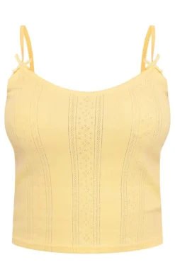 Lemon Pointelle Bow Detail Cami Top