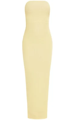 Lemon Textured Bandeau Split Front Midaxi Dress
