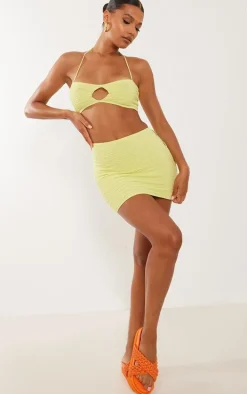 Lemon Textured Knit Key Hole Top