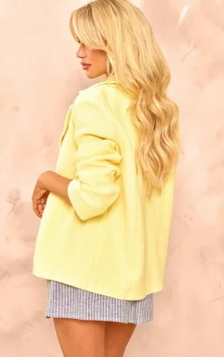 Lemon Textured Oversized Structured Minimal Blazer