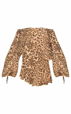 Leopard Chiffon One Shoulder Floaty Skort Romper