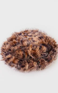 Leopard Faux Fur Bucket Hat