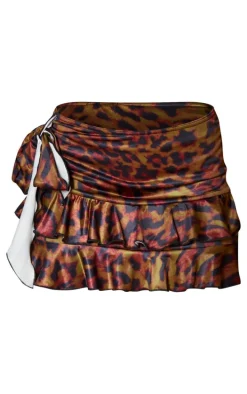 Leopard Leopard Print Slinky Ruffle Mini Skirt