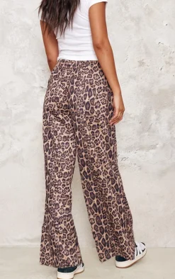 Leopard Premium Printed Faux Suede Wide Leg Pants