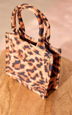 Leopard Print Canvas Cross Body Tote