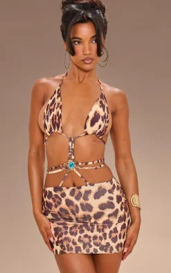 Leopard Print Extreme Cut Out Mini Dress