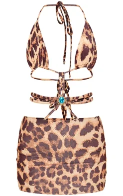 Leopard Print Extreme Cut Out Mini Dress