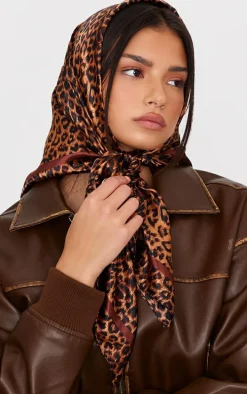 Leopard Print Satin Head Scarf