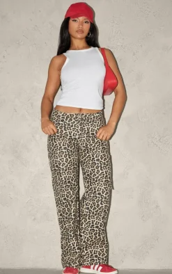 Leopard Printed Cargo Pants
