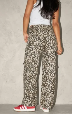Leopard Printed Cargo Pants