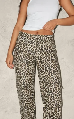 Leopard Printed Cargo Pants