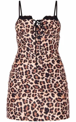 Leopard Printed Lace Trim Skort Romper