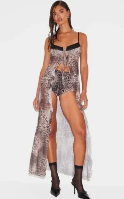 Leopard Printed Mesh Hot Pants