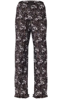 Leopard Printed Plisse High Waist Pants
