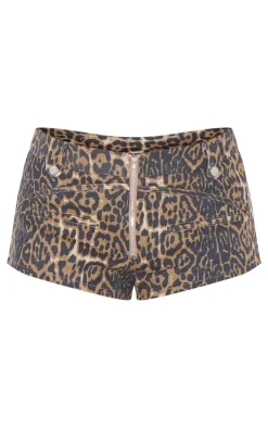 Leopard Printed Twill Micro Hotpants