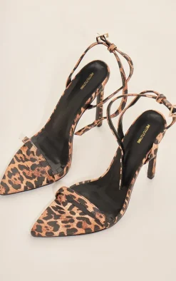 Leopard PU Point Toe Barley There High Heel Sandals