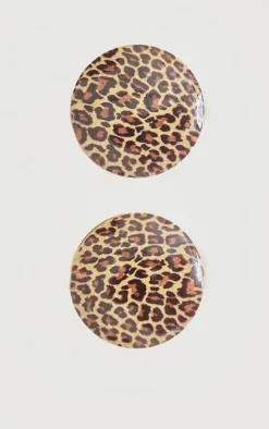 Leopard Round Oversized Statement Earrings
