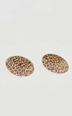 Leopard Round Oversized Statement Earrings