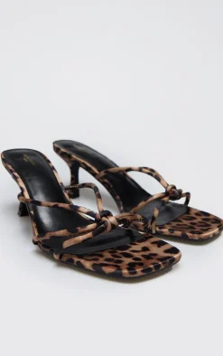 Leopard Satin Wide Fit Square Toe Knotted Heeled Mules