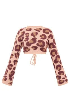 Leopard Soft Knit Open Back Sweater