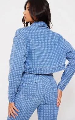 Light Blue Distressed Stripe Denim Jacket