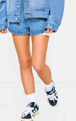 Light Blue Exposed Pocket Denim Shorts