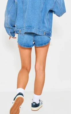 Light Blue Exposed Pocket Denim Shorts