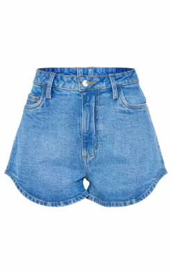 Light Blue Exposed Pocket Denim Shorts