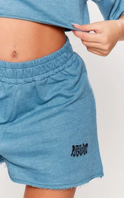 Light Blue Graphic Sweat Shorts