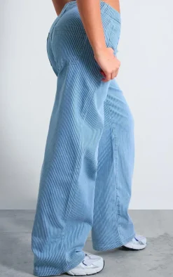 Light Blue Pinstripe Baggy Jeans