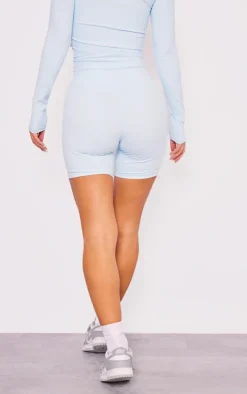 Light Blue Sculpt High Waist Gym Shorts