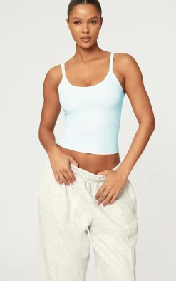 Light Blue Sculpt Strappy Gym Vest