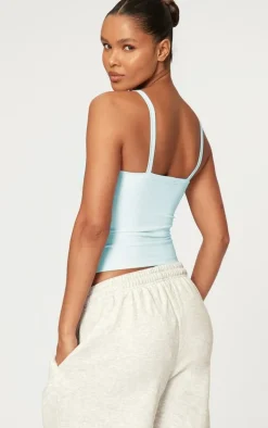Light Blue Sculpt Strappy Gym Vest