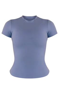 Light Blue Snatched Sculpt Short Sleeve T Shirt