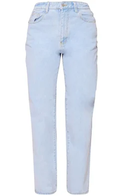 Light Blue Wash Dipped Back Waistband Boyfriend Jeans